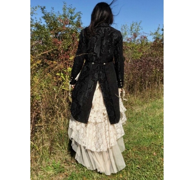 Shrine of Hollywood Victorian Tailcoat Black Tapestry Victorian Velvet Men's S - Picture 8 of 16